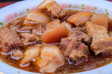 Thai Stewed Pork with Five Spices. Famous Thai menu.