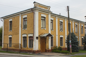 Beautiful brick house on the street of Chernihiv. Ukraine