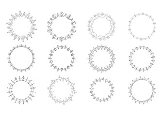 Set of circular decorative frames. Vector illustration.