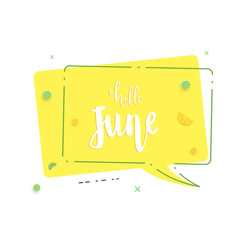 Hello June banner. Vector illustration.