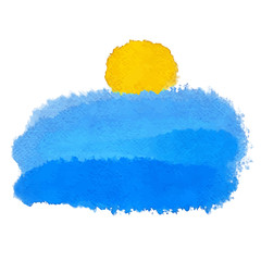 Watercolor sketch sun, sea