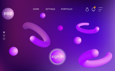 The home page of the web site, or mobile application in abstract style purple hues.