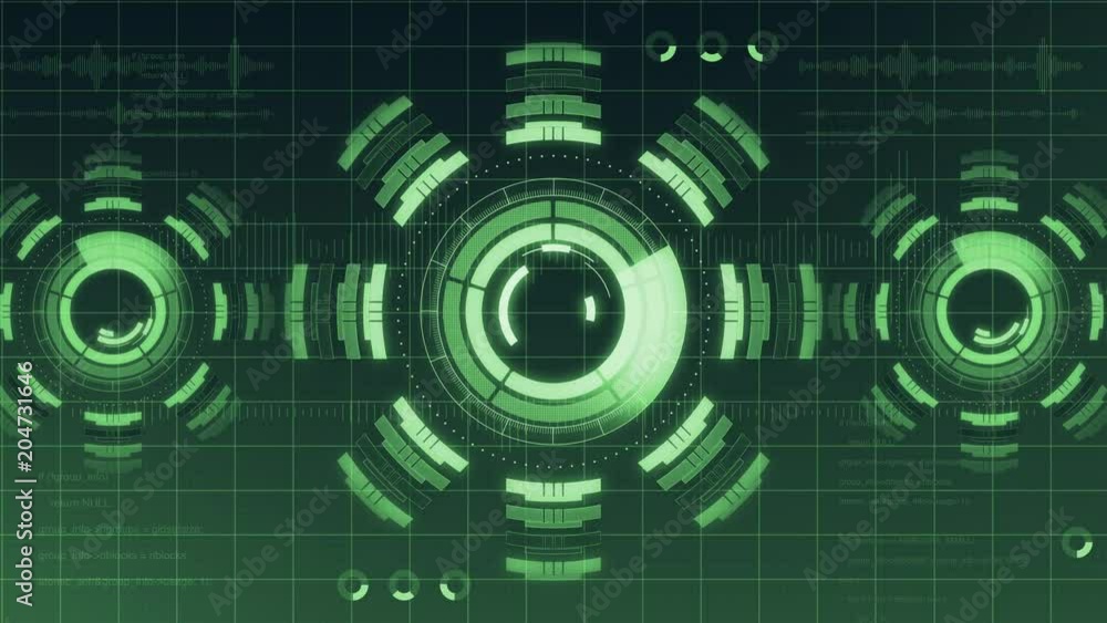Poster Futuristic digital HUD Technology user interface, Radar screen and code running