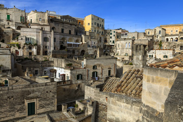 Fototapeta na wymiar Blick auf die Altstadt von Matera, Italien