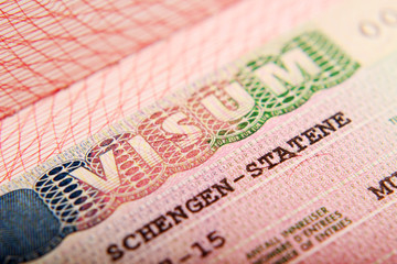 Norwegian Schengen visa in a passport