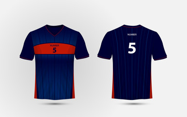 Blue and red layout sport t-shirt, kits, jersey, shirt design template