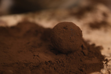 closeup photo of making chocolate truffles