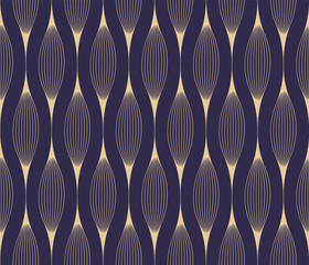 Seamless pattern of gold sinus waves on a dark background, eps10 vector