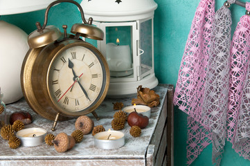 Bedroom decor on aquamarine