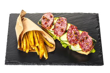 sandwich and french fries