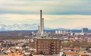Aerial view over the city of Munich
