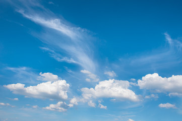 Naklejka na ściany i meble Blue sky white clouds Nature background Environment