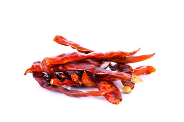 dried chillies on white background