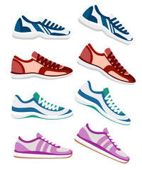 Sneaker shoe. Athletic sneakers vector illustration, fitness sport. Fashion sportwear, everyday sneakers. Vector illustration isolated on white background