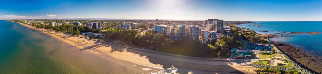 Fototapeten BRISBANE, AUS - MAY 13 2018: Panoramic aerial image of Sutton Beach area, taken by the drone. © Martin Valigursky