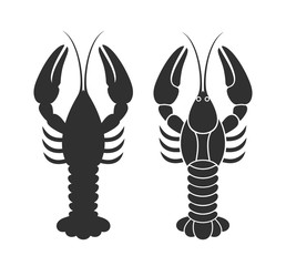 Crayfish logo. Isolated crayfish on white background