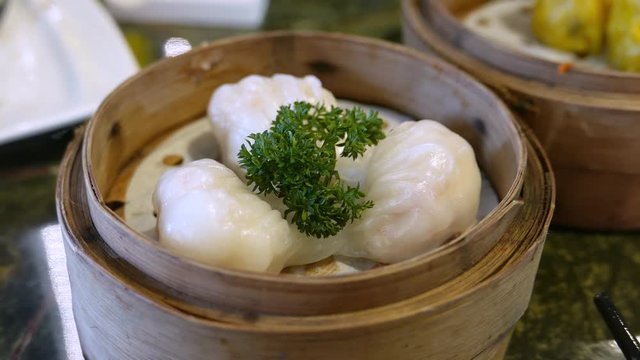 Ha gow a shrimp dumplings is a traditional Cantonese dumpling served in dim sum. 