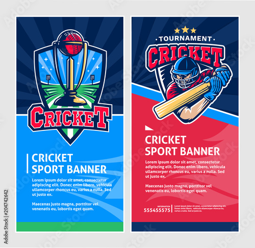 cricket sport vertical banners vector design template stock image