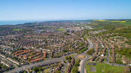 Fototapeta na wymiar Vue aérienne du centre-ville de Folkestone, en Angleterre