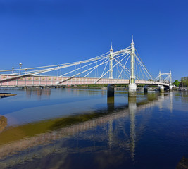 Fototapeta na wymiar Albert Bridge from Battersea Park in Spring.
