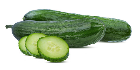 Fresh cucumber isolated on white background with clipping path