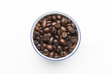 Coffee bean in white cup