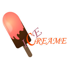 ice cream with glaze isolated on a white background the inscription ice cream