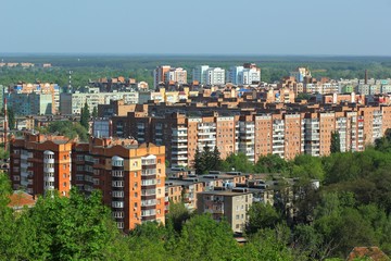 Obraz premium Aerial view of springtime Poltava cityscape. Ukraine.