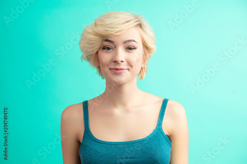 Beautiful Young Woman With Blonde Short Haircut After
