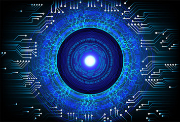 binary circuit board future technology, blue eye cyber security concept background, abstract hi speed digital internet.motion move blur. pixel vector