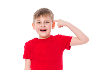 Handsome little boy laughing.