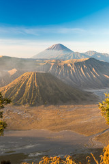 Mount Bromo volcano (Gunung Bromo) during colorful sunrise from viewpoint on Mount Penanjakan in Bromo Tengger Semeru National Park, East Java, Indonesia