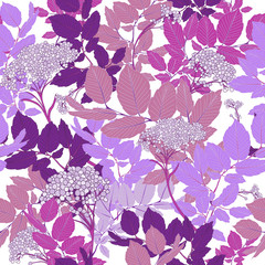 Purple Leaf Seamless Vector Botanical Pattern