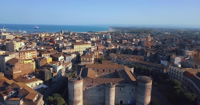 Aerial view of the Castello Ursino, also known as Castello Svevo di Catania, is a castle in Catania, Sicily, southern Italy.