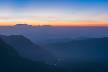 Fototapeta na wymiar Beautiful sunrise over mountains, Indonesia