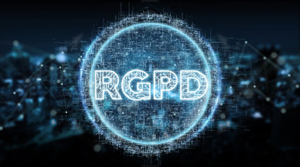 Digital GDPR interface 3D rendering