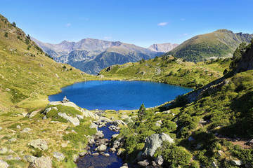 Tristaina high mountain lakes in Pyrenees. Andorra.