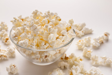 Popcorn bowl isolated on white background