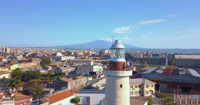 View of Militello in Val di Catania with Mount Etna in the background - Sicily, Southern Italy