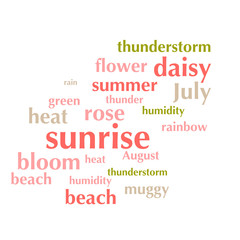 cloud of words list about summer season