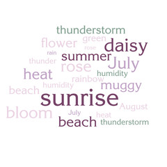 cloud of words list about summer season
