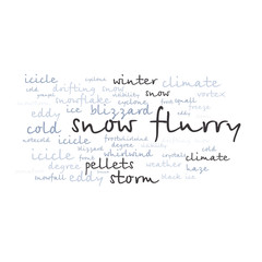 cloud of words list about winter season