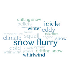 cloud of words list about winter season