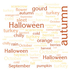 cloud of words list about autumn season