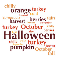 cloud of words list about autumn season