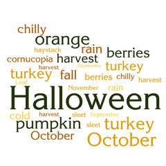 cloud of words list about autumn season