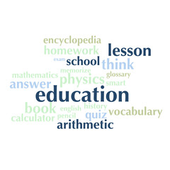 cloud of words list on the subject of school and education