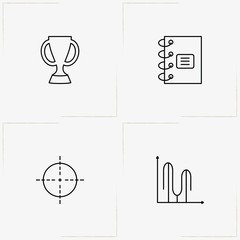 Business line icon set with graph , trophy and note book