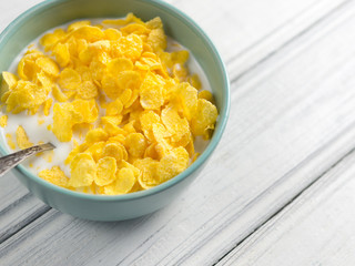 cornflakes with milk for Breakfast