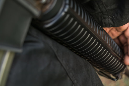 Handguard M16 In Hand Bokeh Background